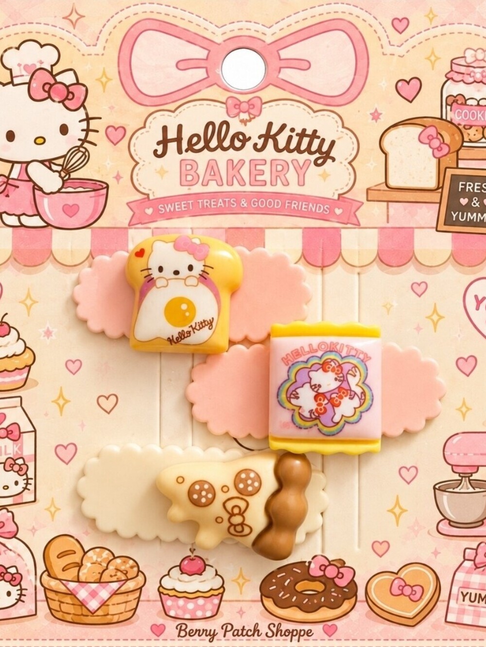 Sanrio Hello Kitty Sweet Shoppe Bakery Hair Clips Barrettes Handmade New